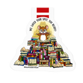 The Wonder Whale bookmark with an illustration of a mouse on books with text 'We saved your spot, you ready?' on a white background